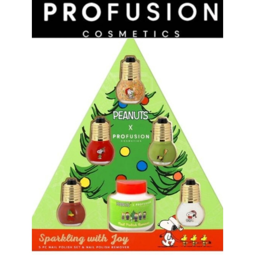 Profusion X Peanuts Sparkling w/Joy 5-PC Nail Polish Set & Remover